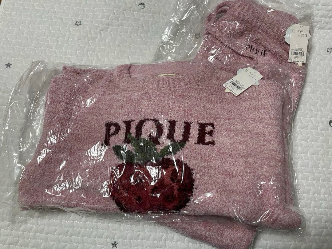 【新品】ジェラートピケ　メランジストロベリージャガードプルオーバー&ロングパンツ