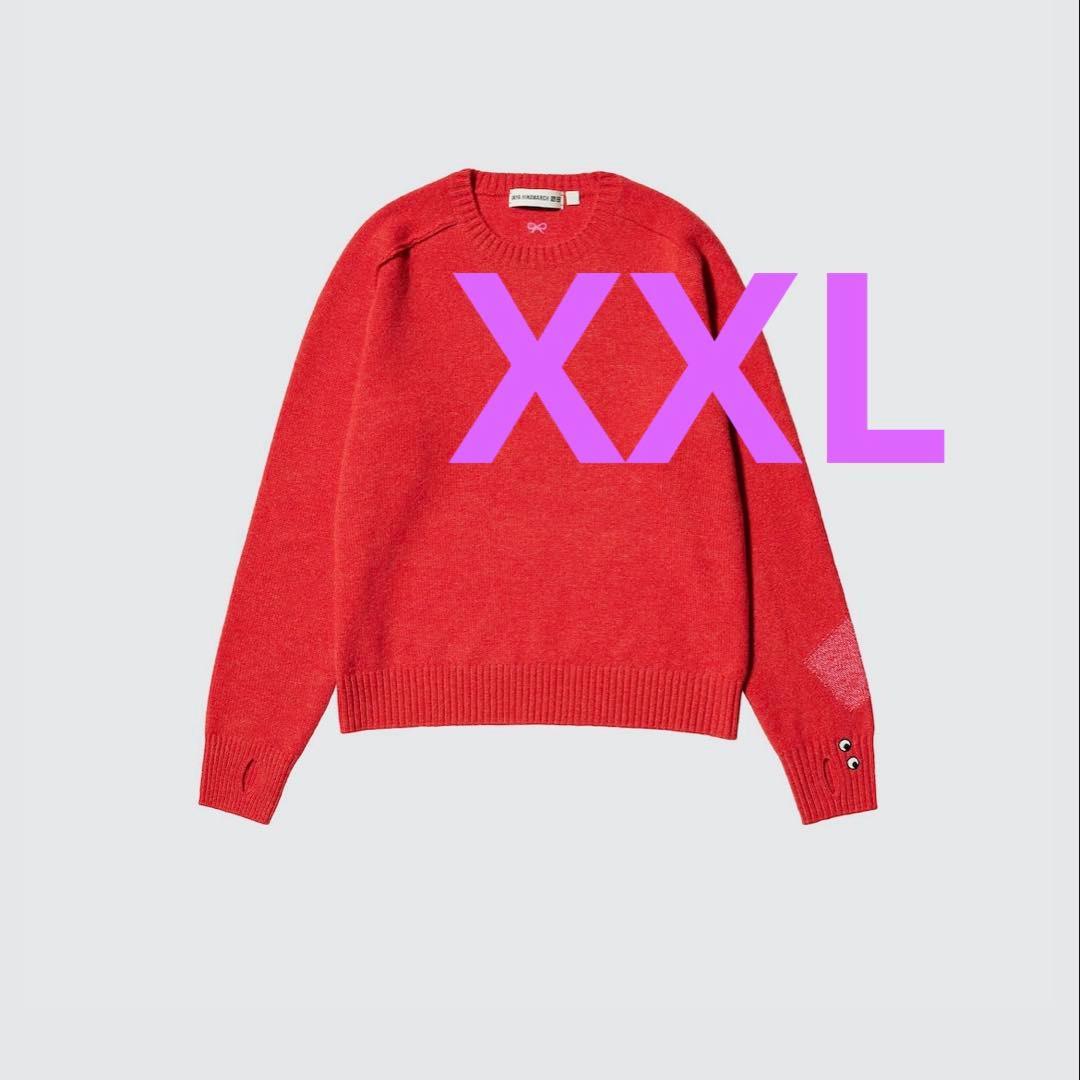 ユニクロ アニヤハインドマーチ XXL レッドカシミヤクルーネックセーター