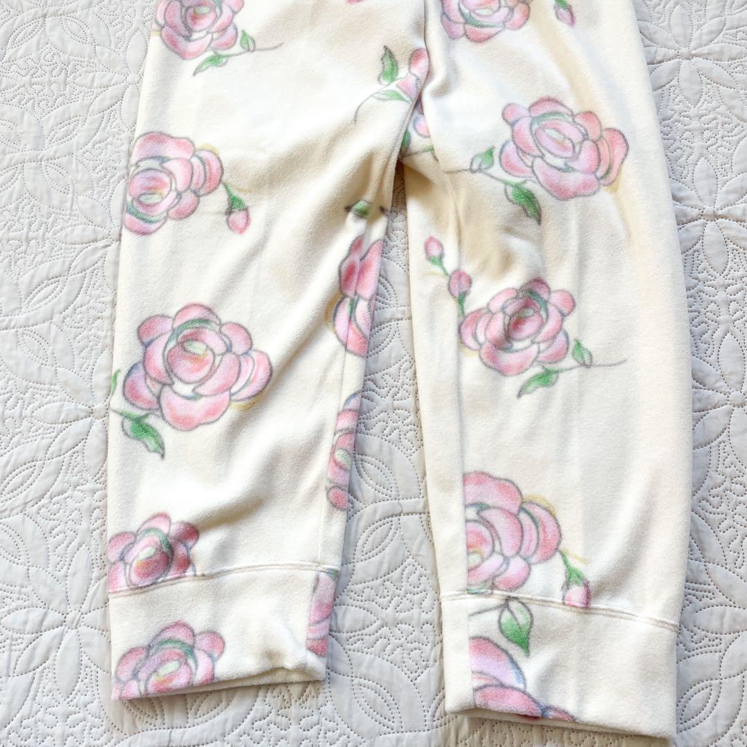 新品未使用　ツモリチサトスリープ　ワコール　ルームウェア　フリース　L 白　花柄