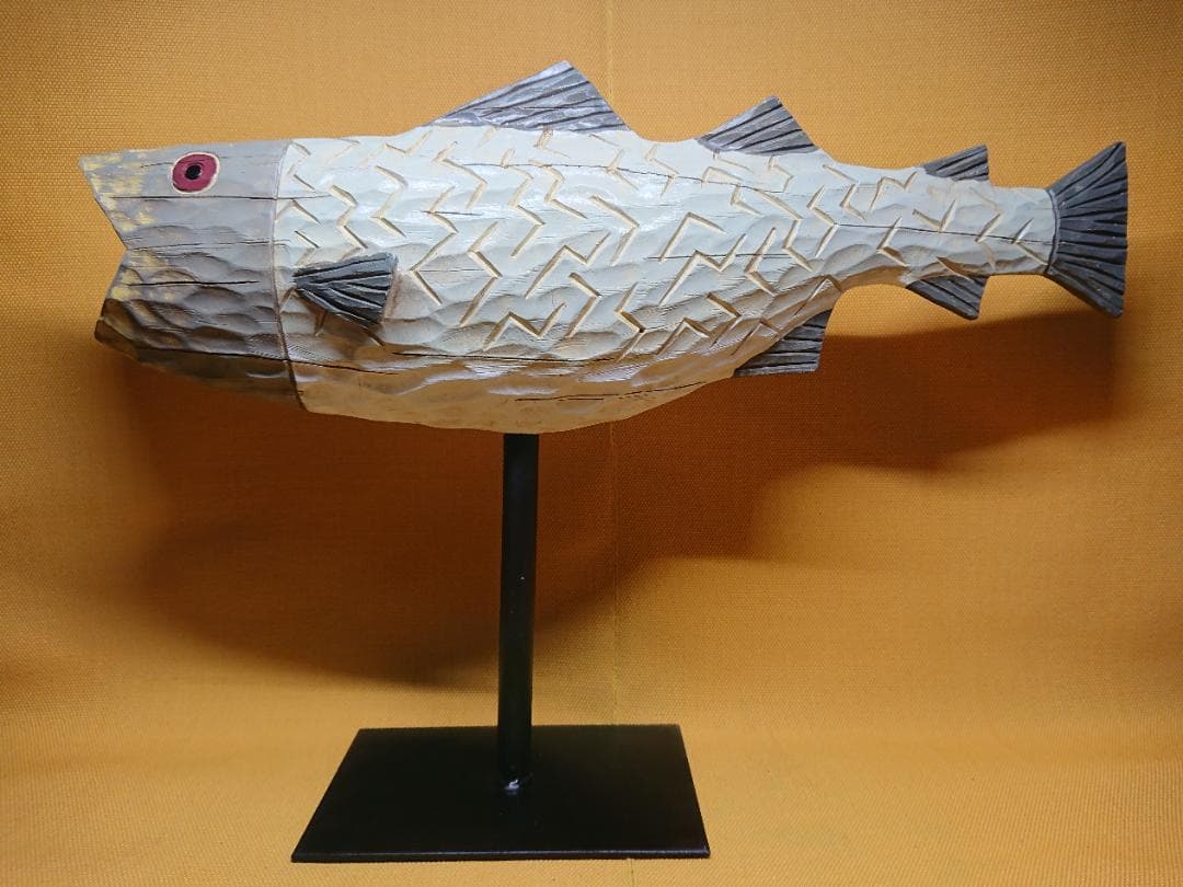 【美品】大型　魚　彫像　オブジェ　置物　インテリア　工芸品　美術品　A3218