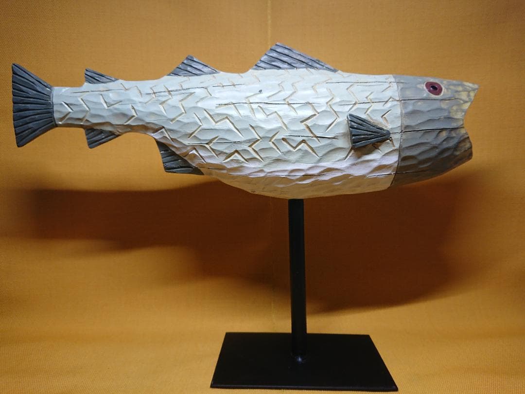 【美品】大型　魚　彫像　オブジェ　置物　インテリア　工芸品　美術品　A3218