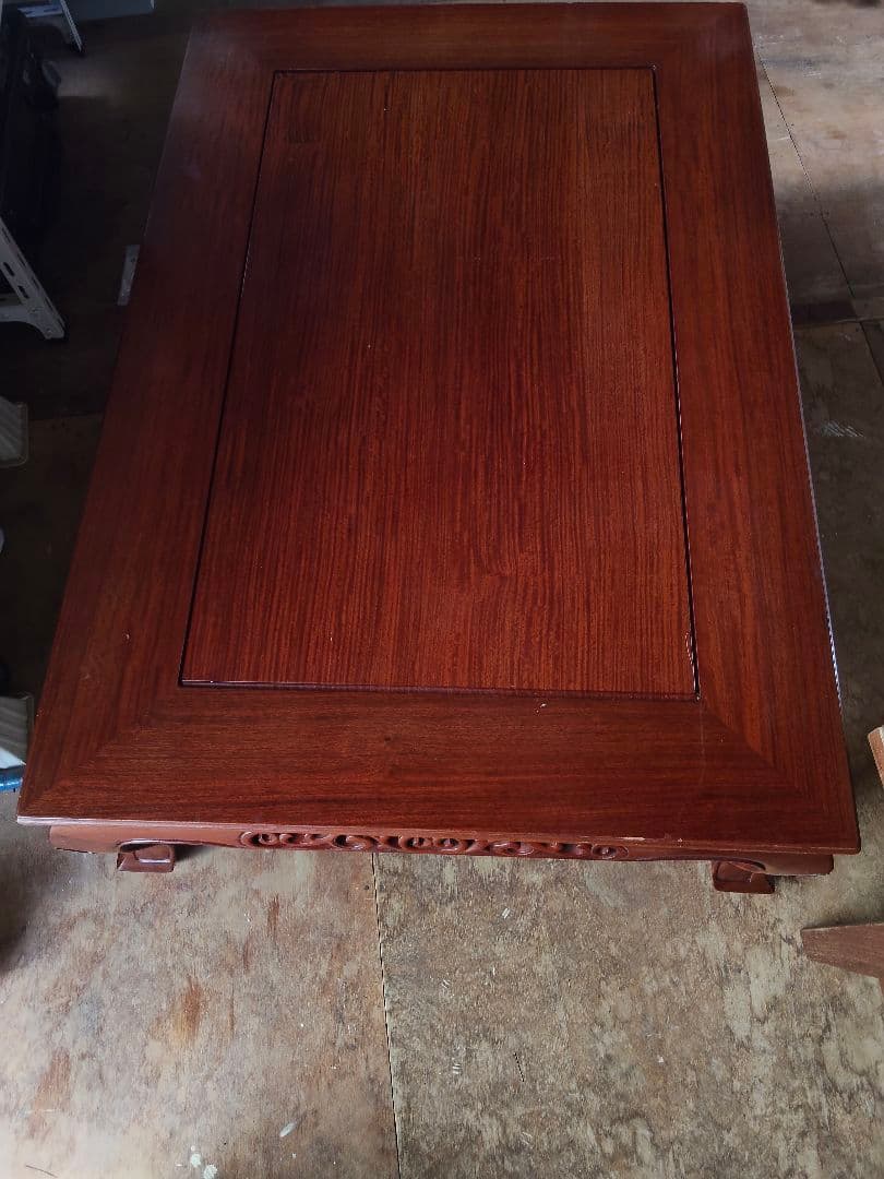 木製彫刻入り長方形座卓