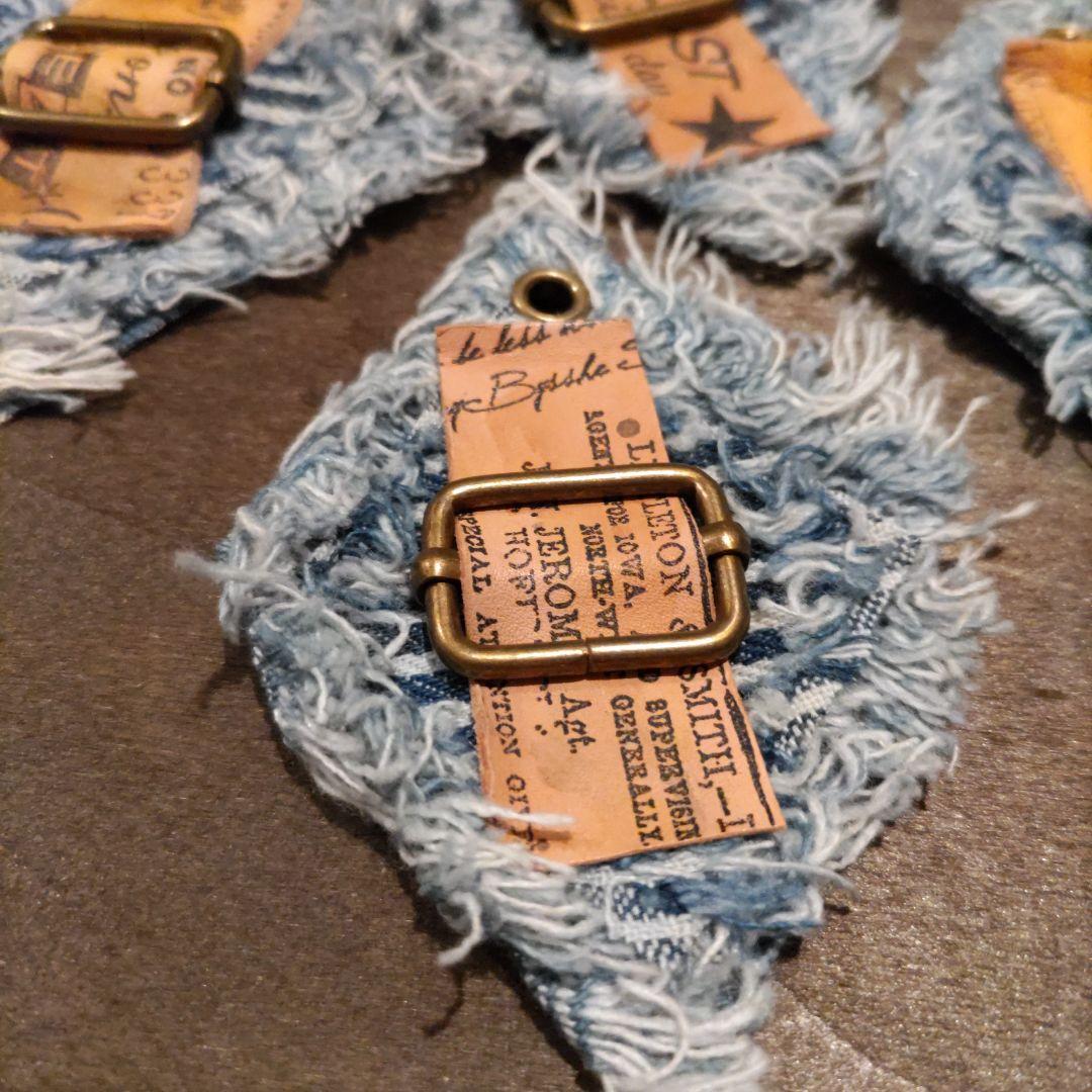 デニムリメイク☆リュックカン付男前タグ✨革タグ