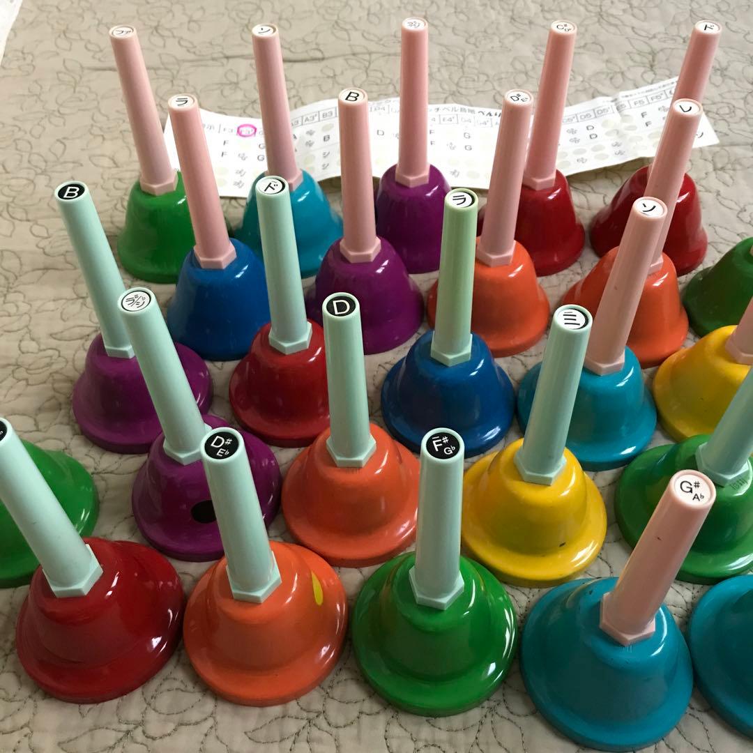 全音ミュージックベル 27音セット（２音欠、スペア１音）レインボーカラー