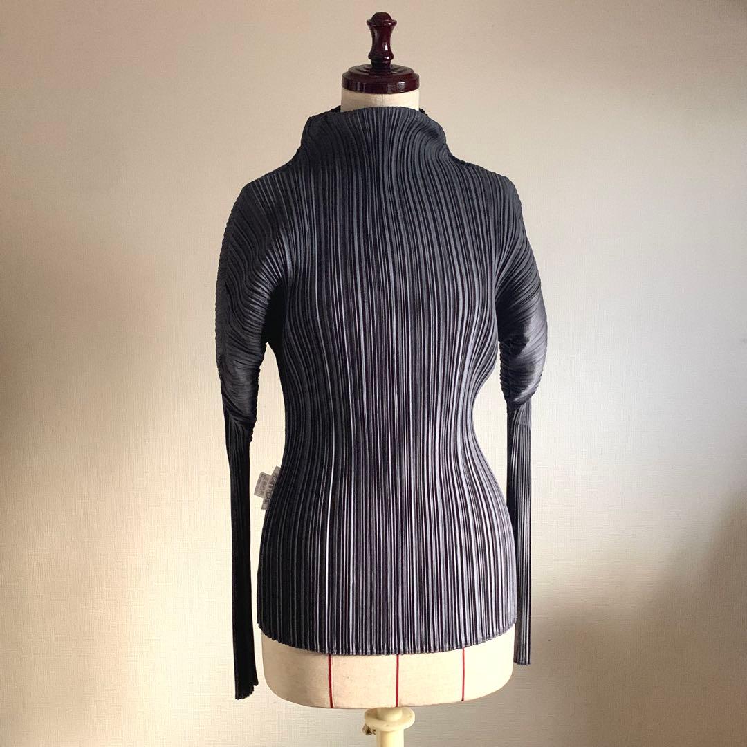 【極美品】PLEATS PLEASE プリーツ　モックネック　3 グレー系　長袖