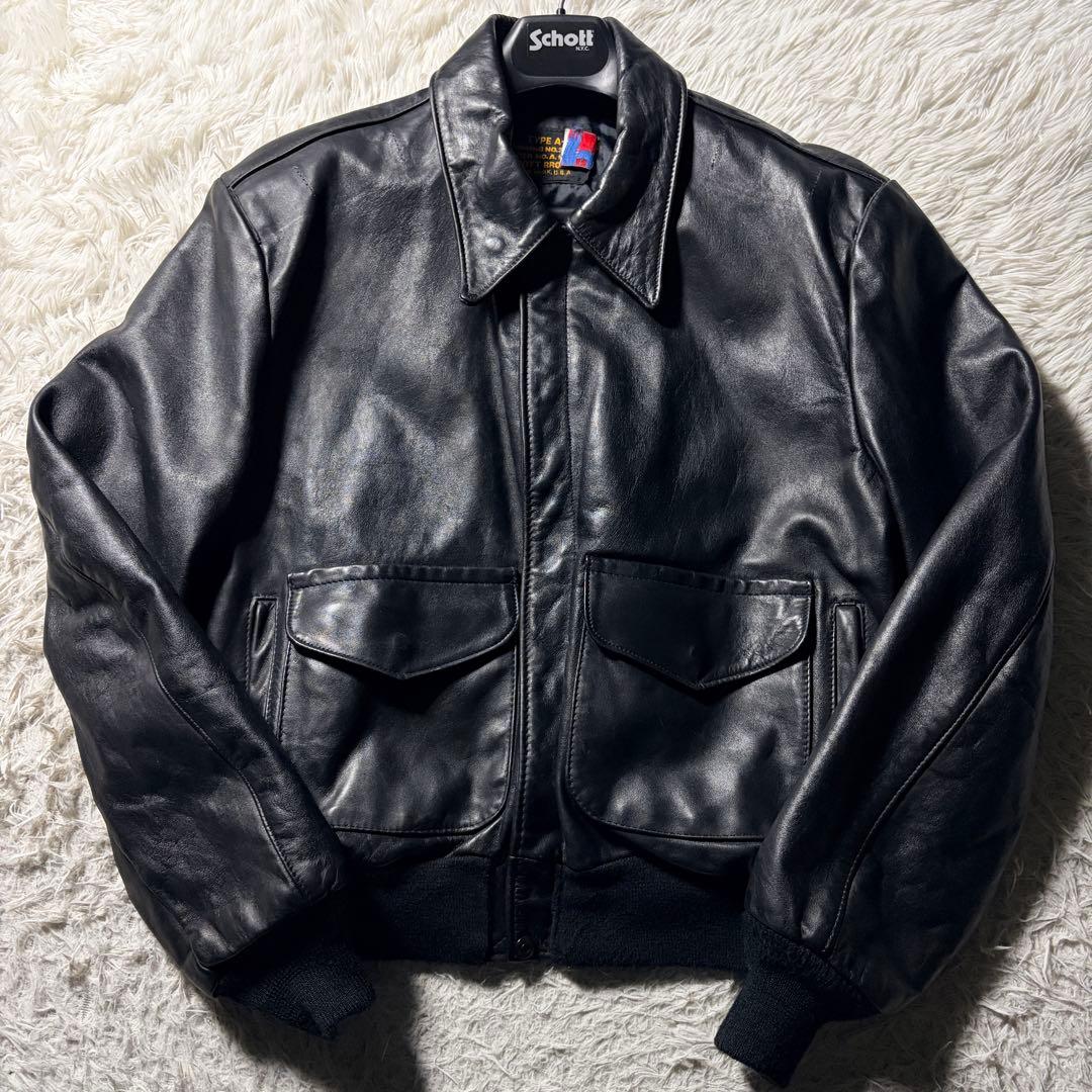 【米国製】schott フライトジャケット　A-2 131 ブラック　本革　42