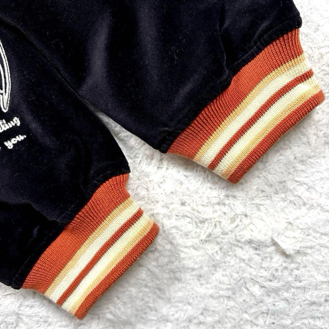 ✨美品・別珍✨ピークドイエロー　リバーシブル　スカジャン　サテン　ブラック　刺繍