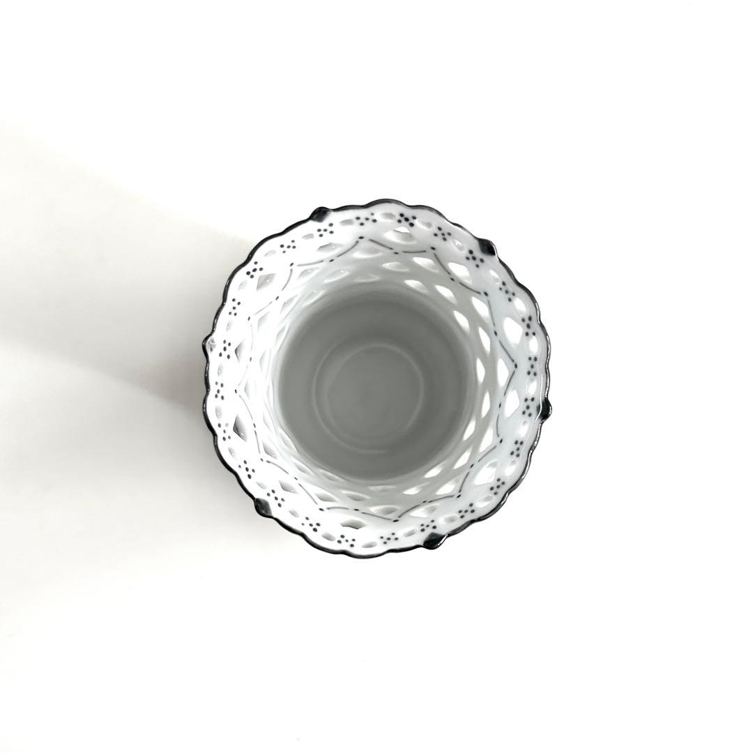 廃盤ロイヤルコペンハーゲン ブラックフルーテッドハーフレース フラワーベース花瓶