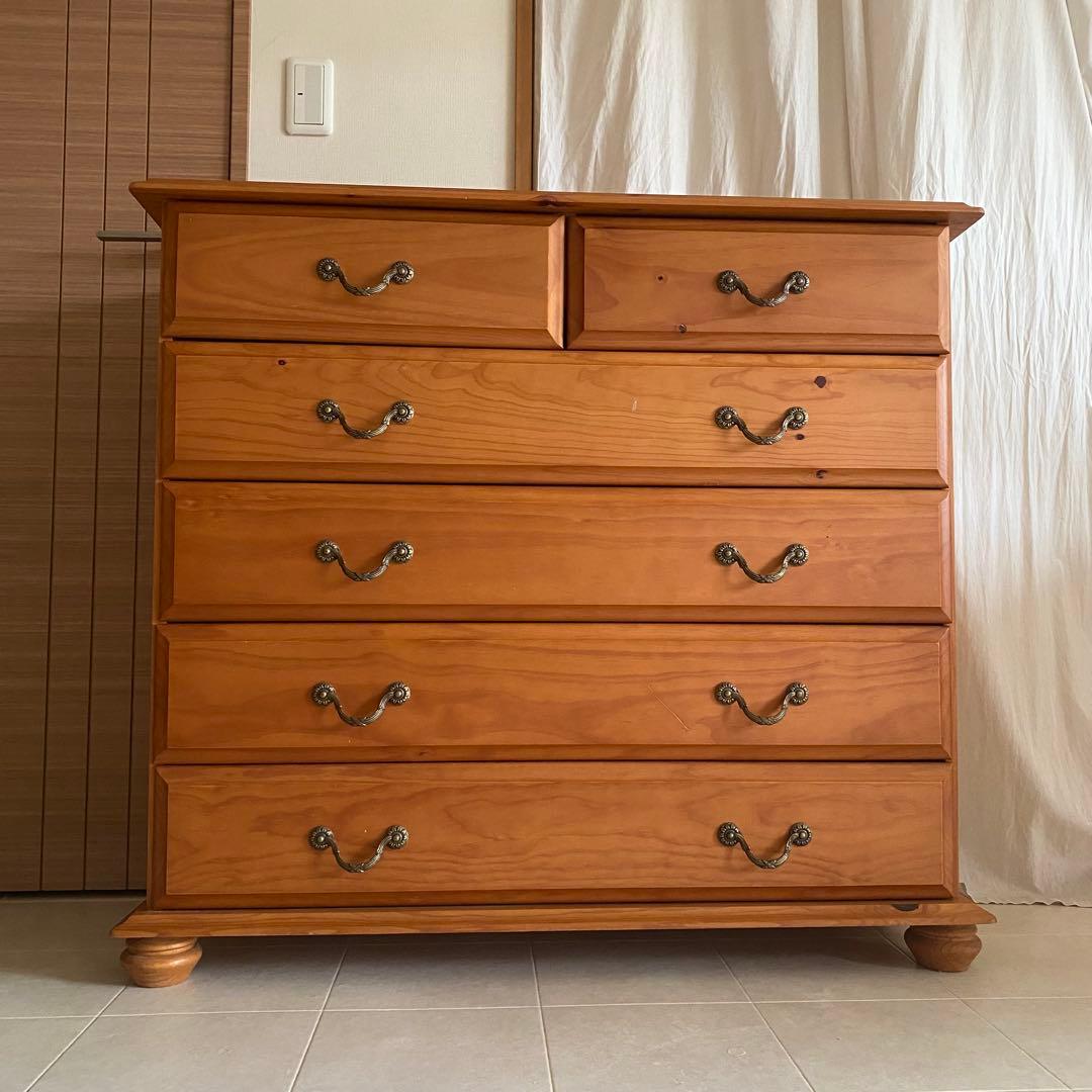 アンティーク　チェスト　カントリー　北欧　丸脚　フレンチカントリー　家具　棚