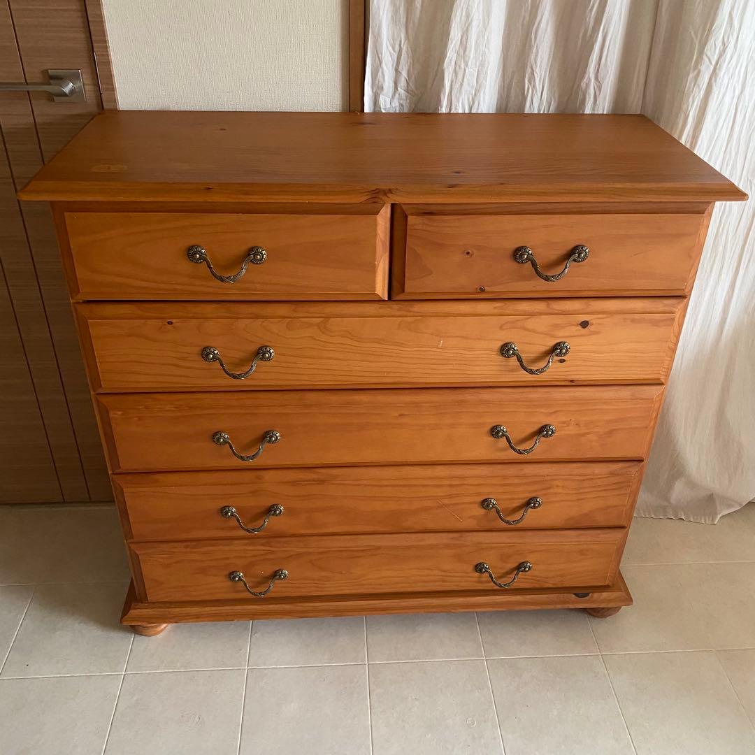 アンティーク　チェスト　カントリー　北欧　丸脚　フレンチカントリー　家具　棚