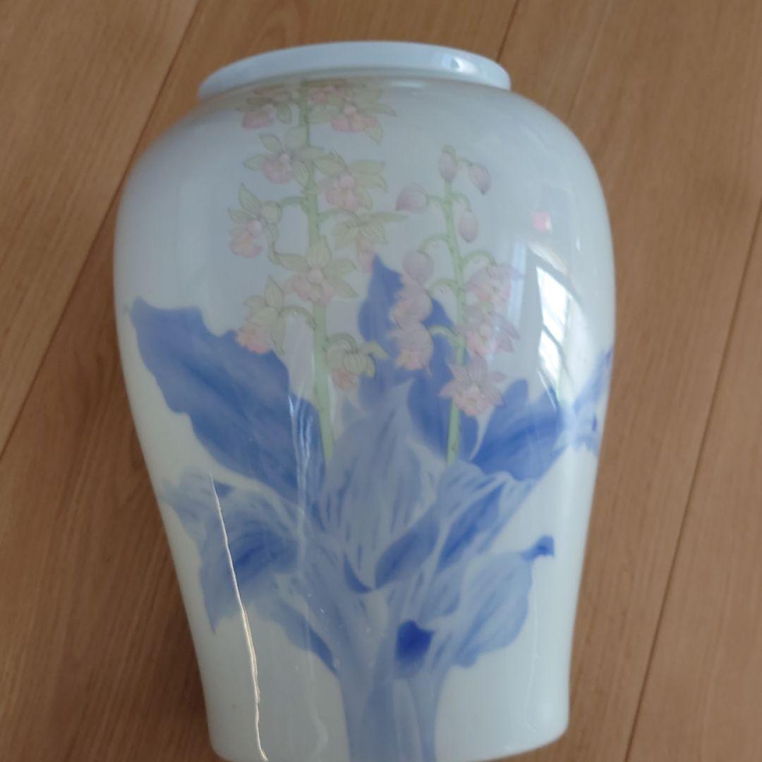 深川製磁　花瓶エビネ蘭