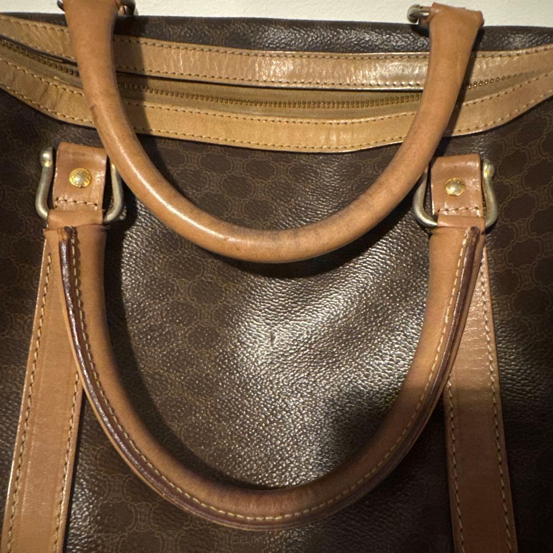 美品　オールドセリーヌ　ボストンバッグ　ハンドバッグ　ブラウン　マカダム柄