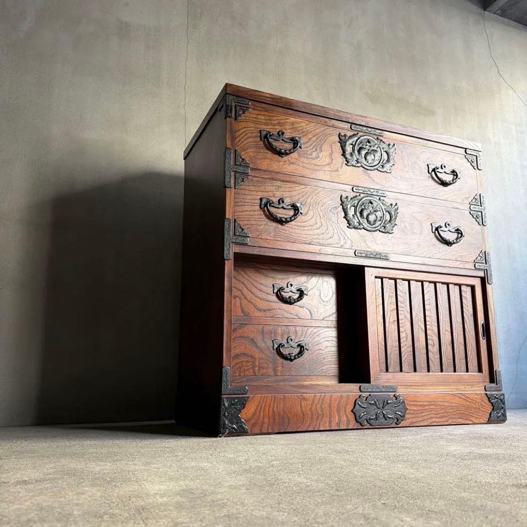 美品　岩屋堂　帳場箪笥 整理箪笥 時代箪笥 抽き出し7杯