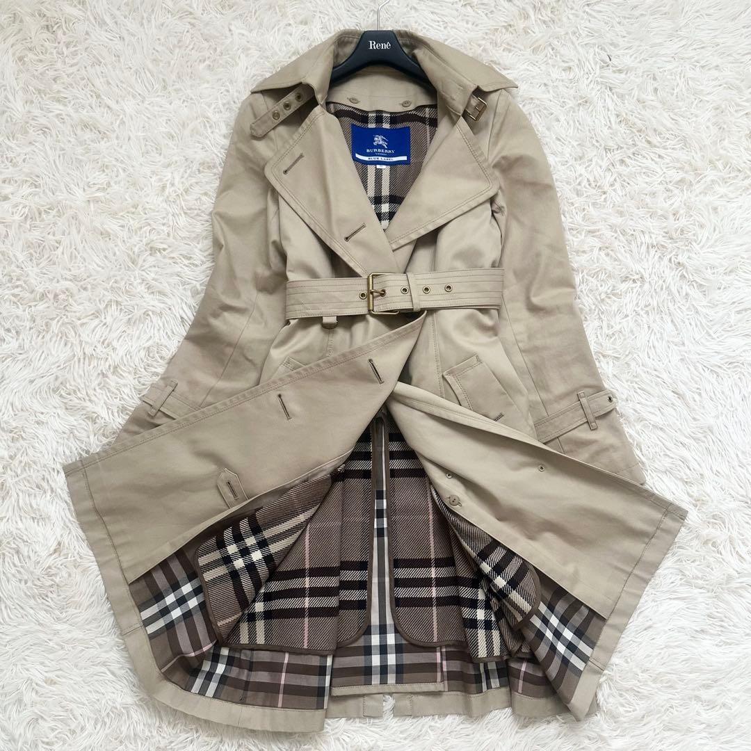 バーバリーブルーレーベル ライナー付 トレンチコート メガチェック ベージュ M