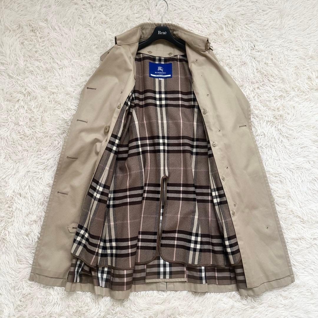 バーバリーブルーレーベル ライナー付 トレンチコート メガチェック ベージュ M