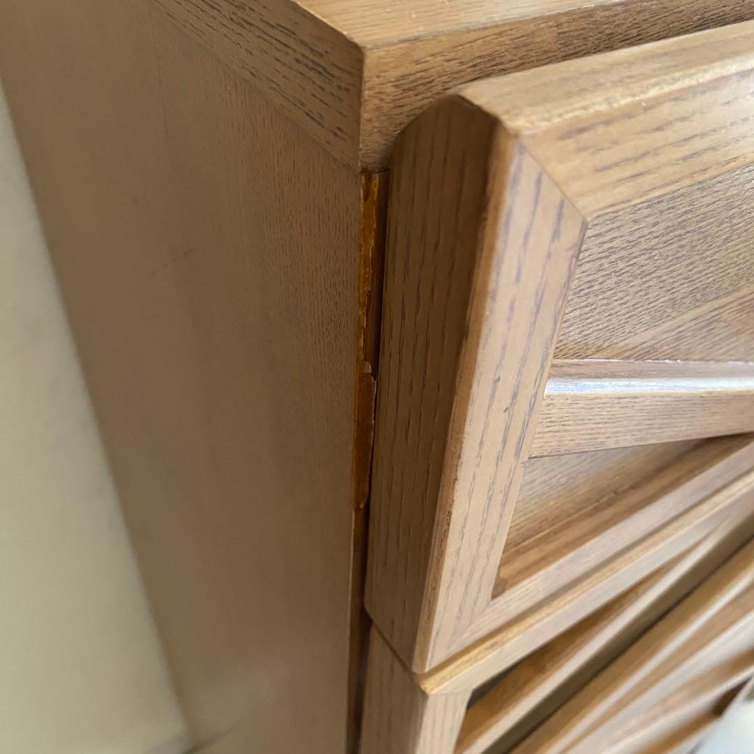 北欧　アンティーク　キャビネット　チェスト　格子　オーク　ガラス　脚付き　飾り棚