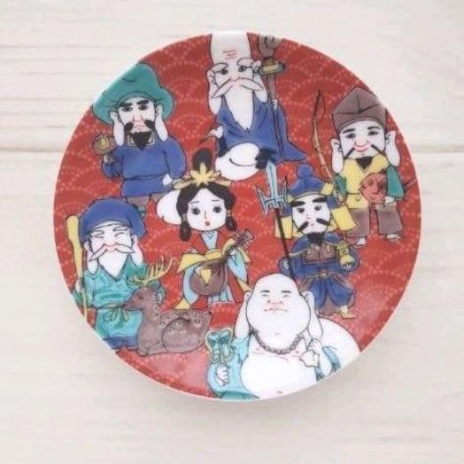 新品　九谷焼　縁起豆皿　七福神