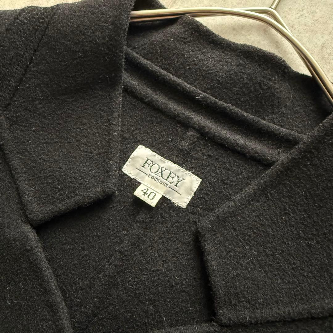 フォクシー　ロングコート　ジレ　アウター　カシミヤ100％　黒　　40