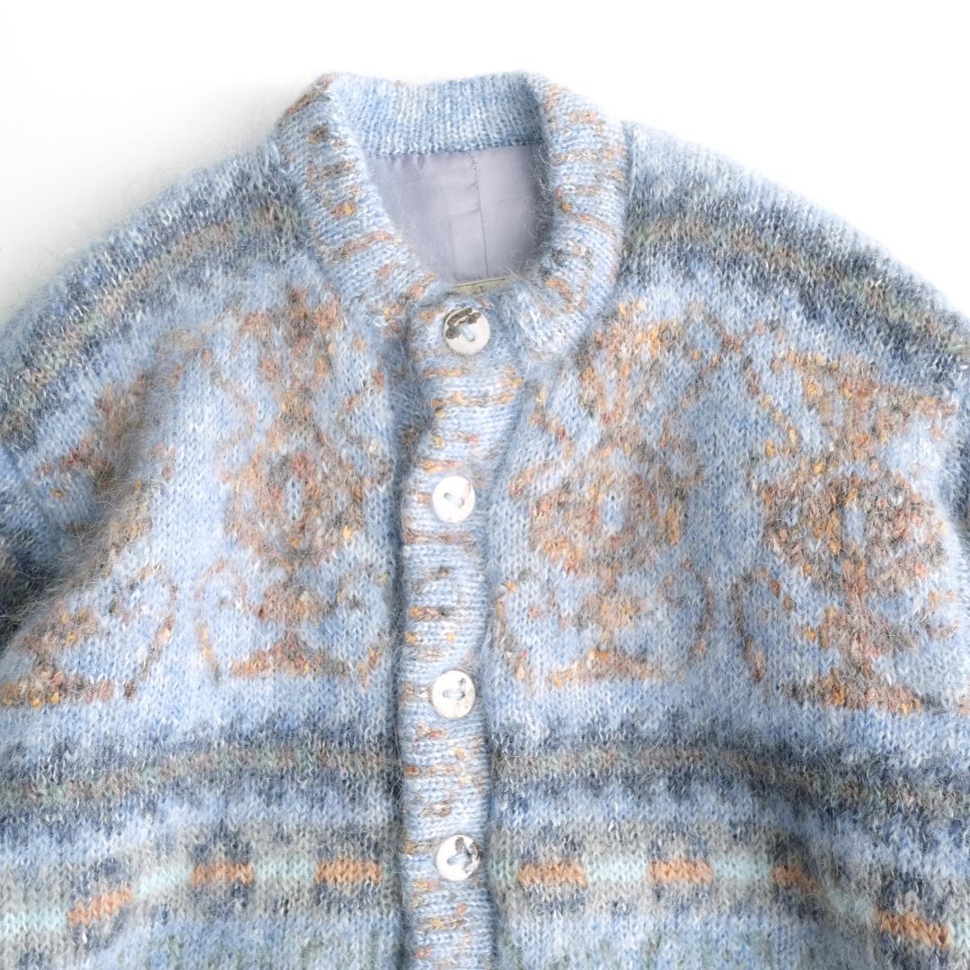 Siochain モヘヤニットカーディガン ライトブルー XL アイルランド製