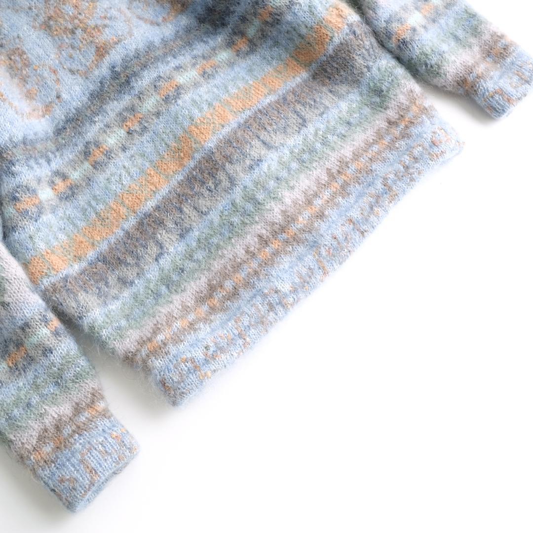 Siochain モヘヤニットカーディガン ライトブルー XL アイルランド製