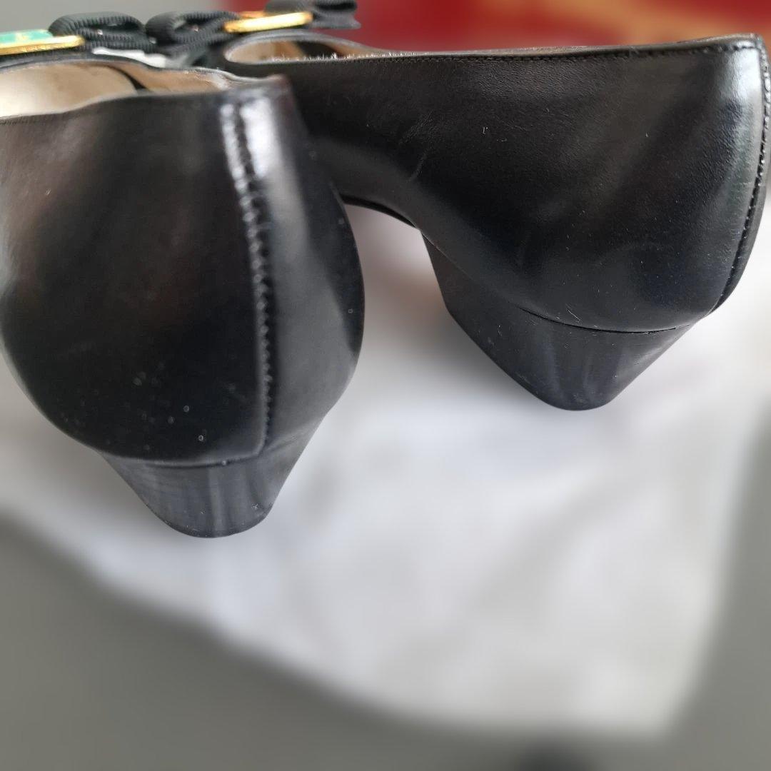 Salvatore Ferragamo 黒 リボン付きパンプス フェラガモ