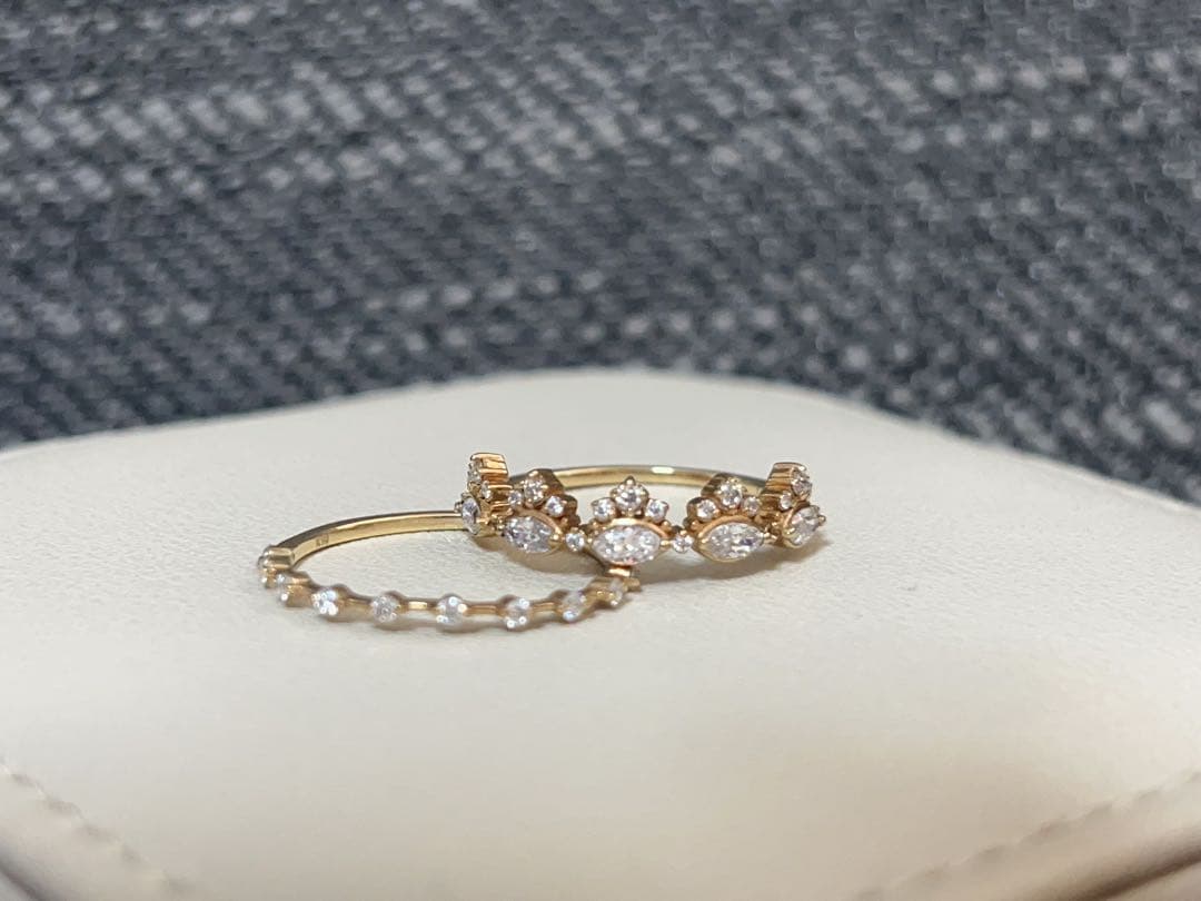 k10 ゴールド リング　モアサナイト 2点セット