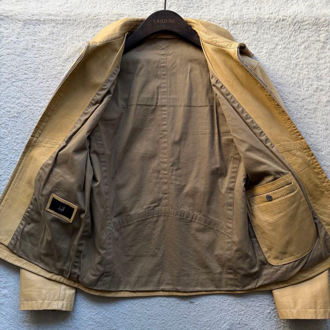 美品✨ダンヒル レザージャケット A-2 カーフスキン ロゴ型押し ベージュ S