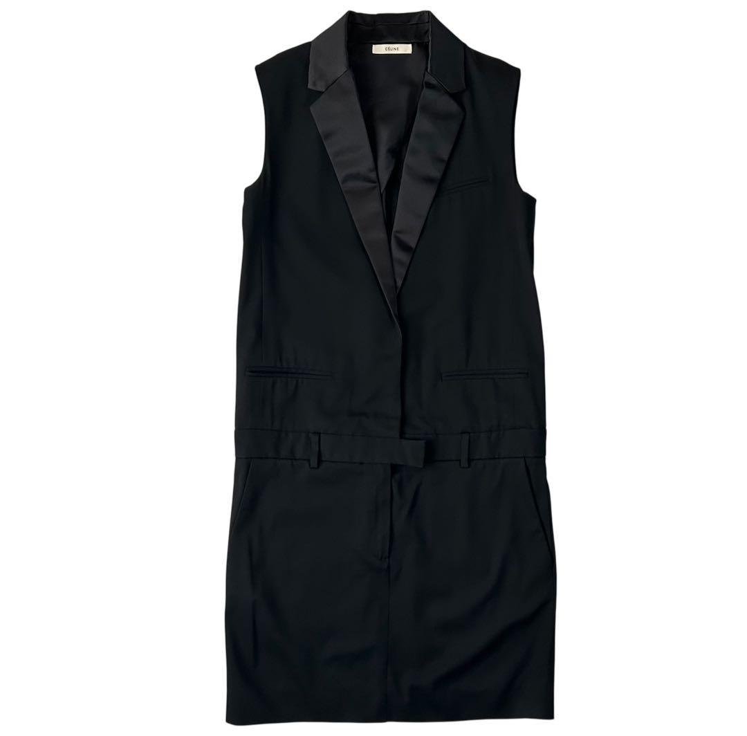 フランス製 celine フィービー期 タキシード オールインワン ワンピース黒