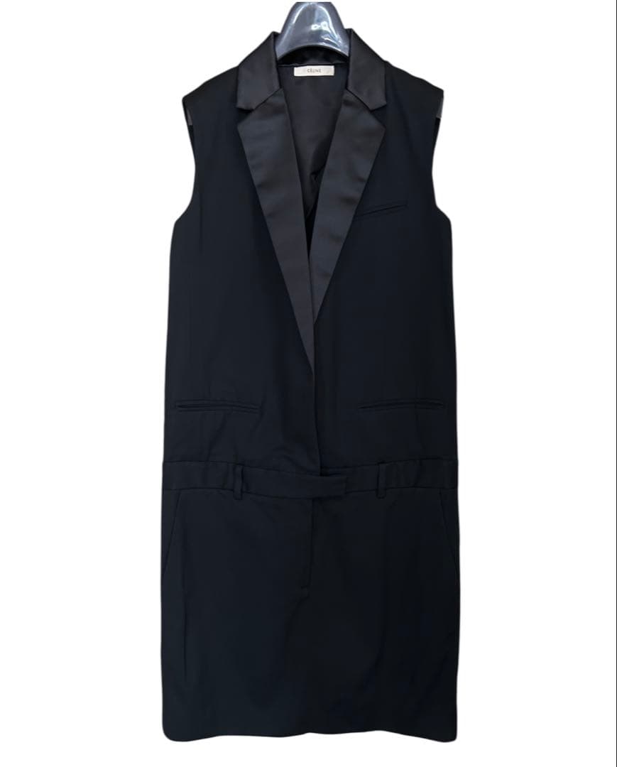フランス製 celine フィービー期 タキシード オールインワン ワンピース黒