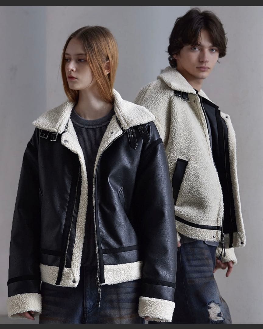 【CLEL】4way リバーシブルフェイクムートンジャケット