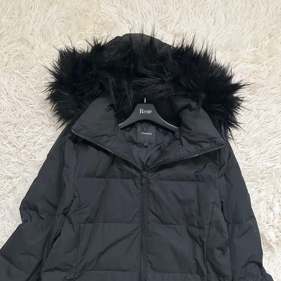 美品✨️セオリー 3wayロングダウンコート フード ファー 黒 S