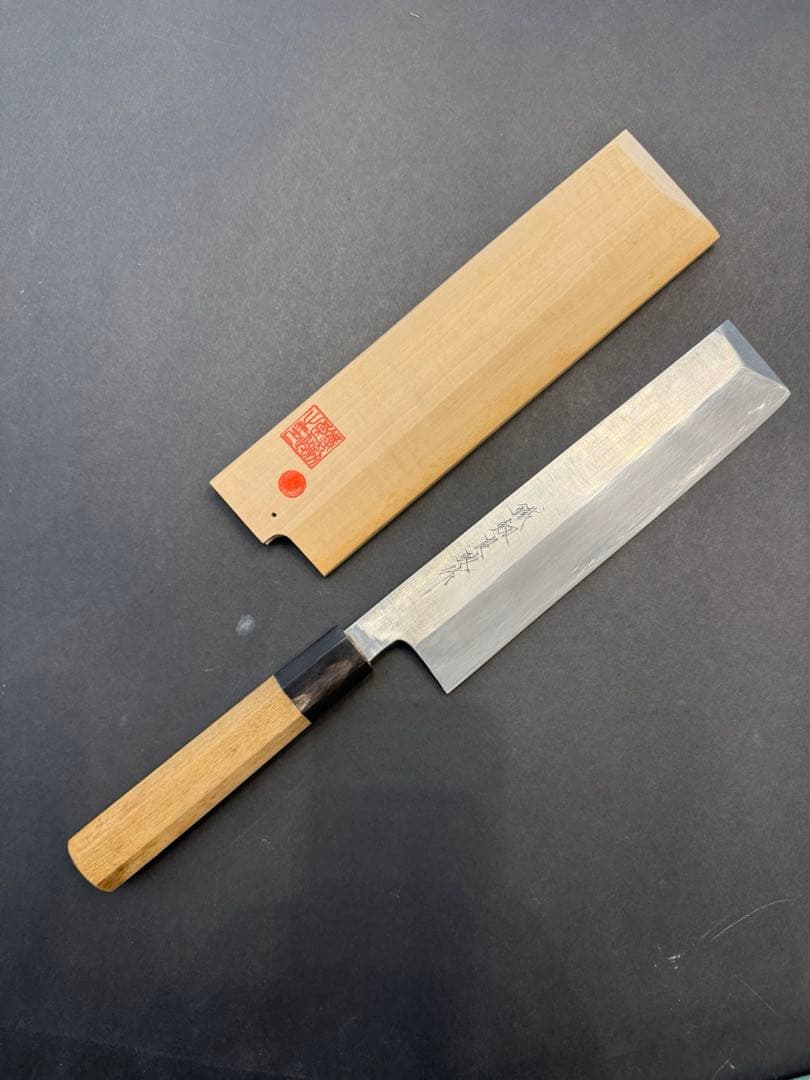 鐵劔良政　薄刃包丁　八角柄