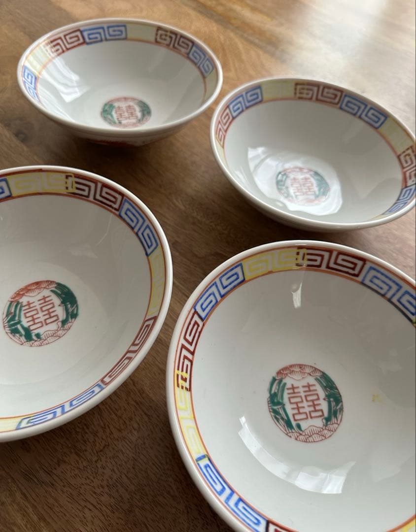 【骨董品】ラーメン小どんぶり4点セット ラーメン鉢 器 昭和レトロ アンティーク