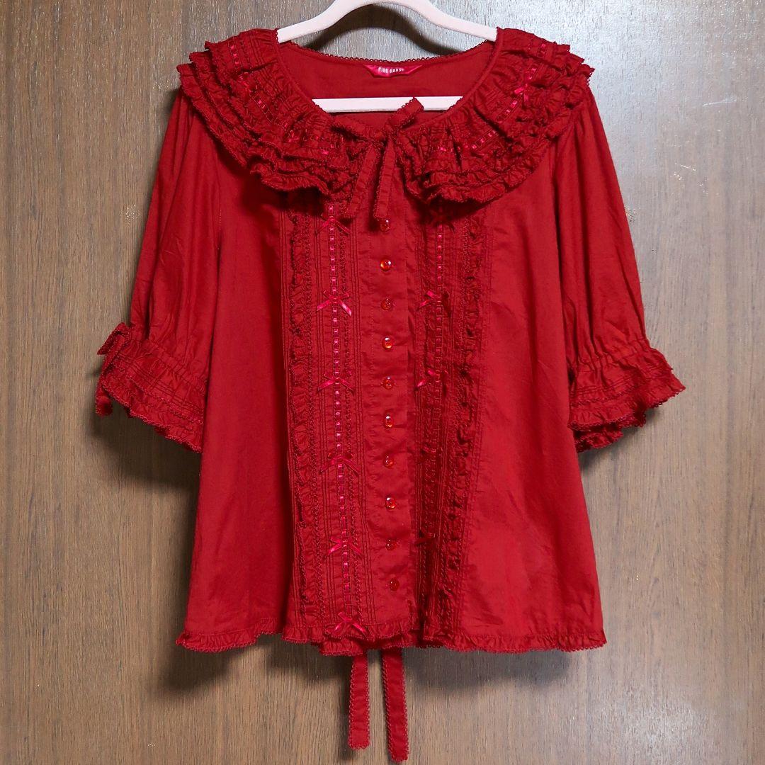 PINK HOUSE ローンフリルブラウス 赤