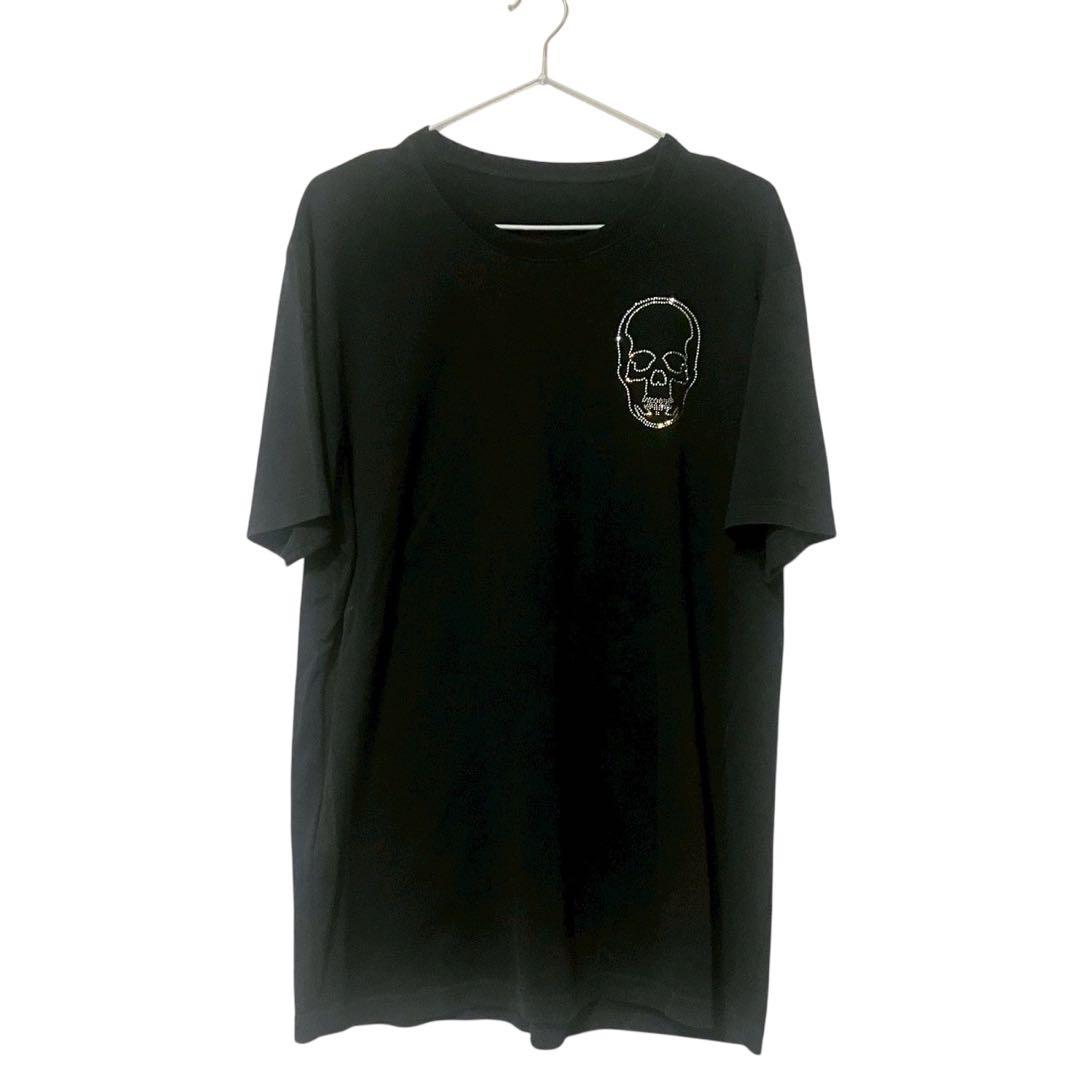 ルシアン ペラフィネ スカル刺繍 ブラック 半袖Tシャツ メンズ M〜L相当