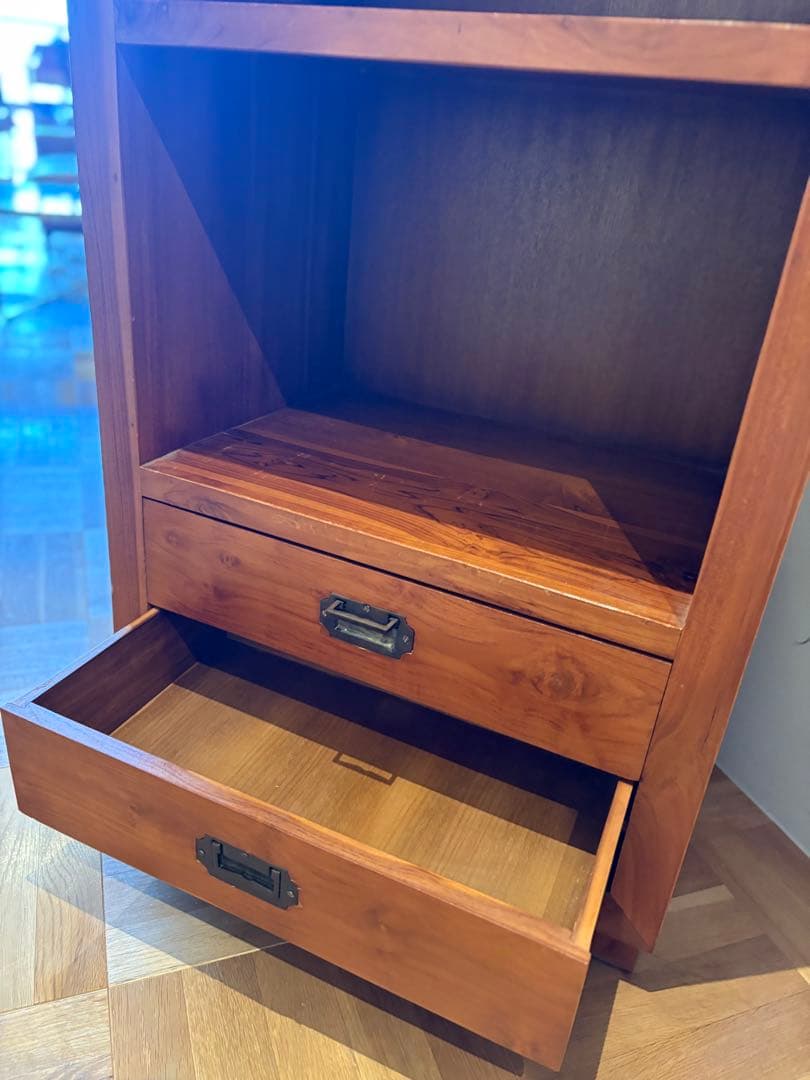 オールドチーク 無垢材 ブックシェルフ 3段+引き出し×2 価格交渉歓迎