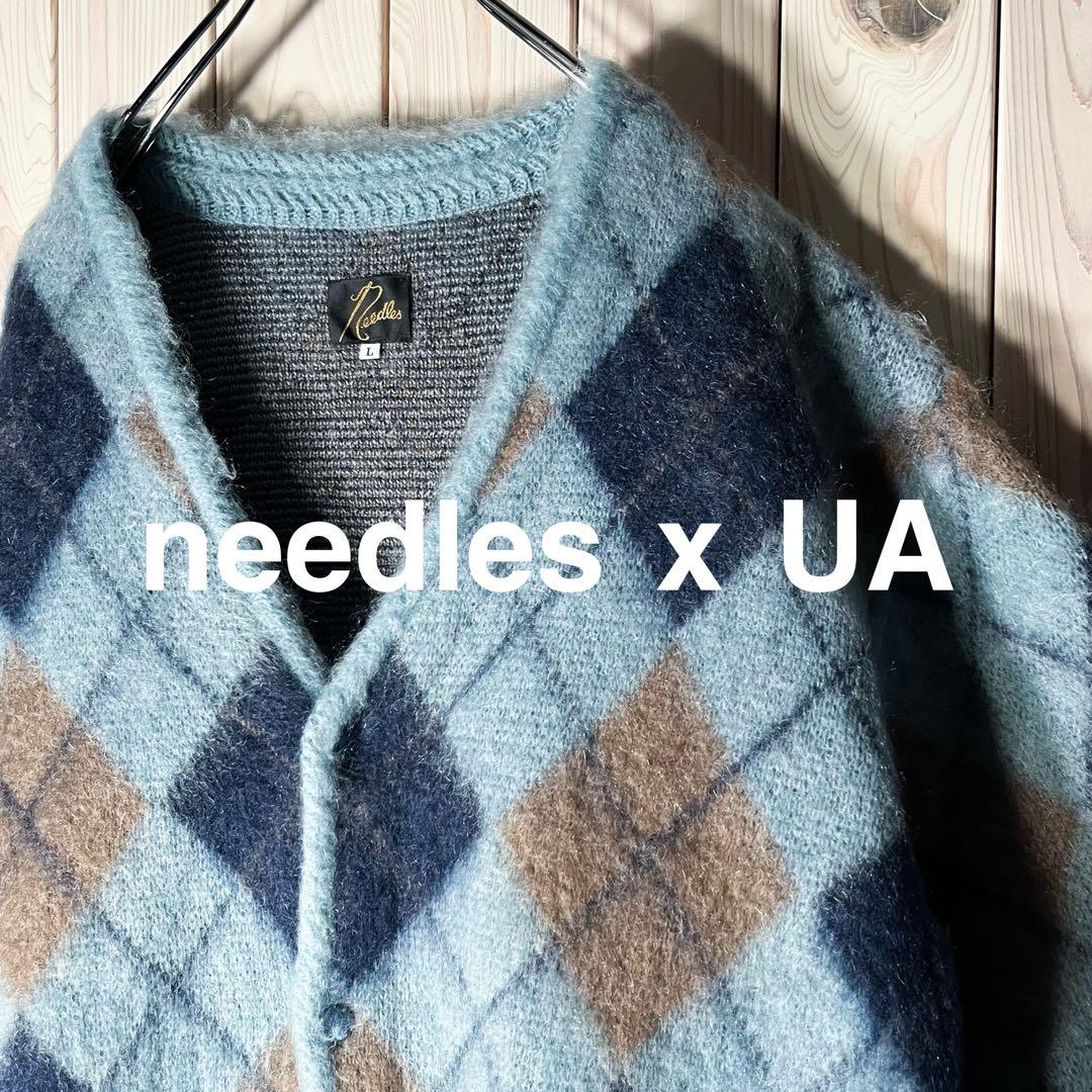 【極美品 コラボ L】ニードルズ 総柄 ダイヤ モヘア カーディガン