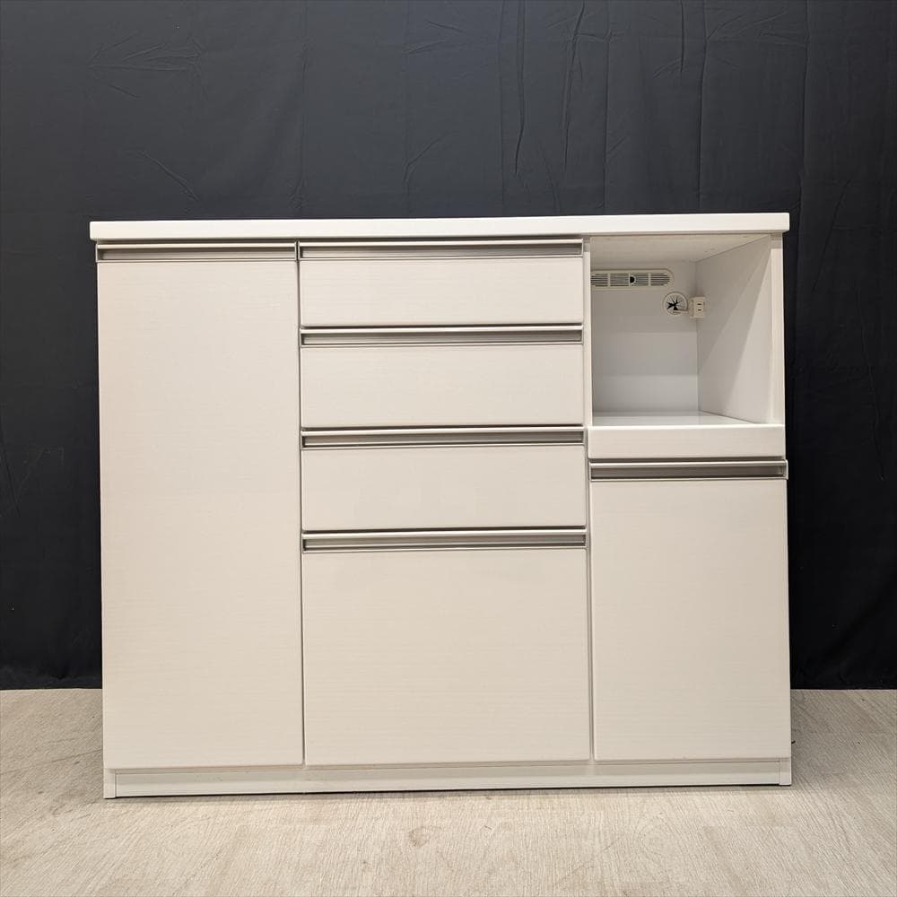 美品　三幸ジャパン　木目調　キッチンカウンター　レンジ台　食器棚　収納庫　作業台