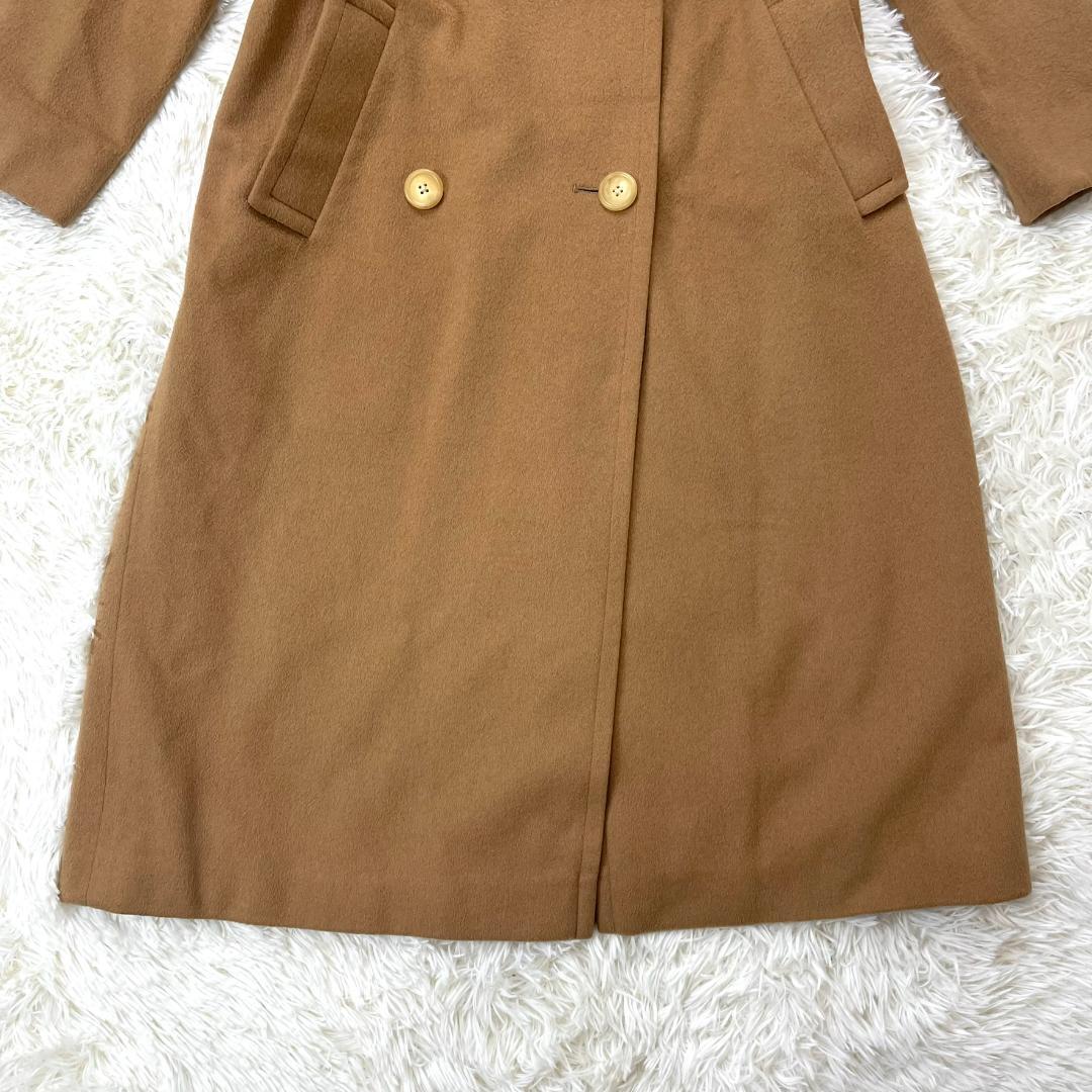 【高級】カシミヤ カシミア 100%☆ダブル ロング チェスターコート キャメル