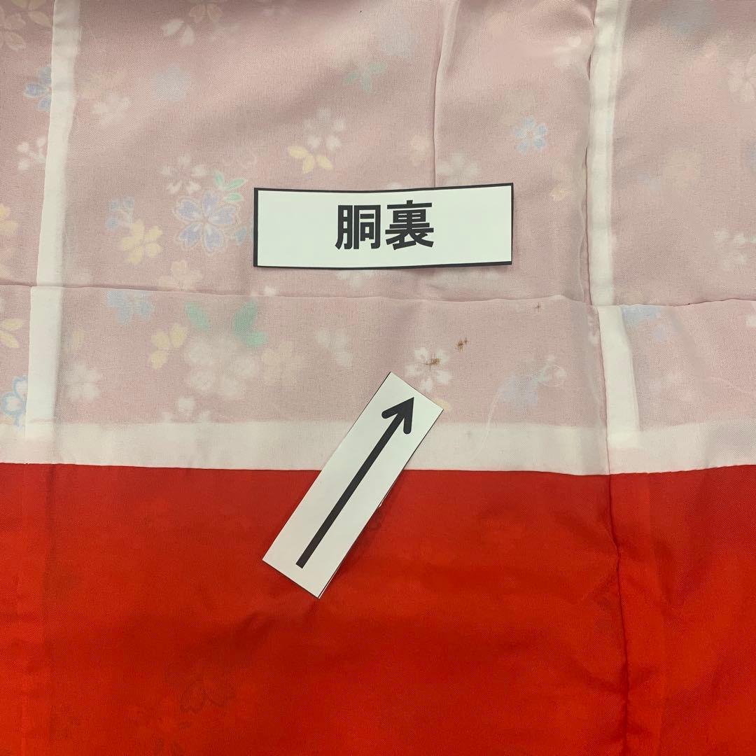 602agu1□七五三 三歳 女の子 着物&被布&長襦袢 金彩 桜□美品