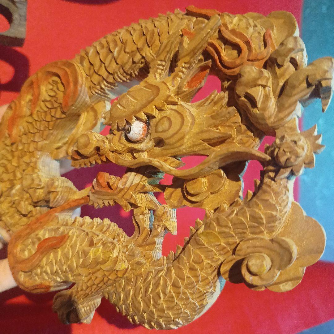 木彫り　龍　彫刻　置物　インテリア　和柄