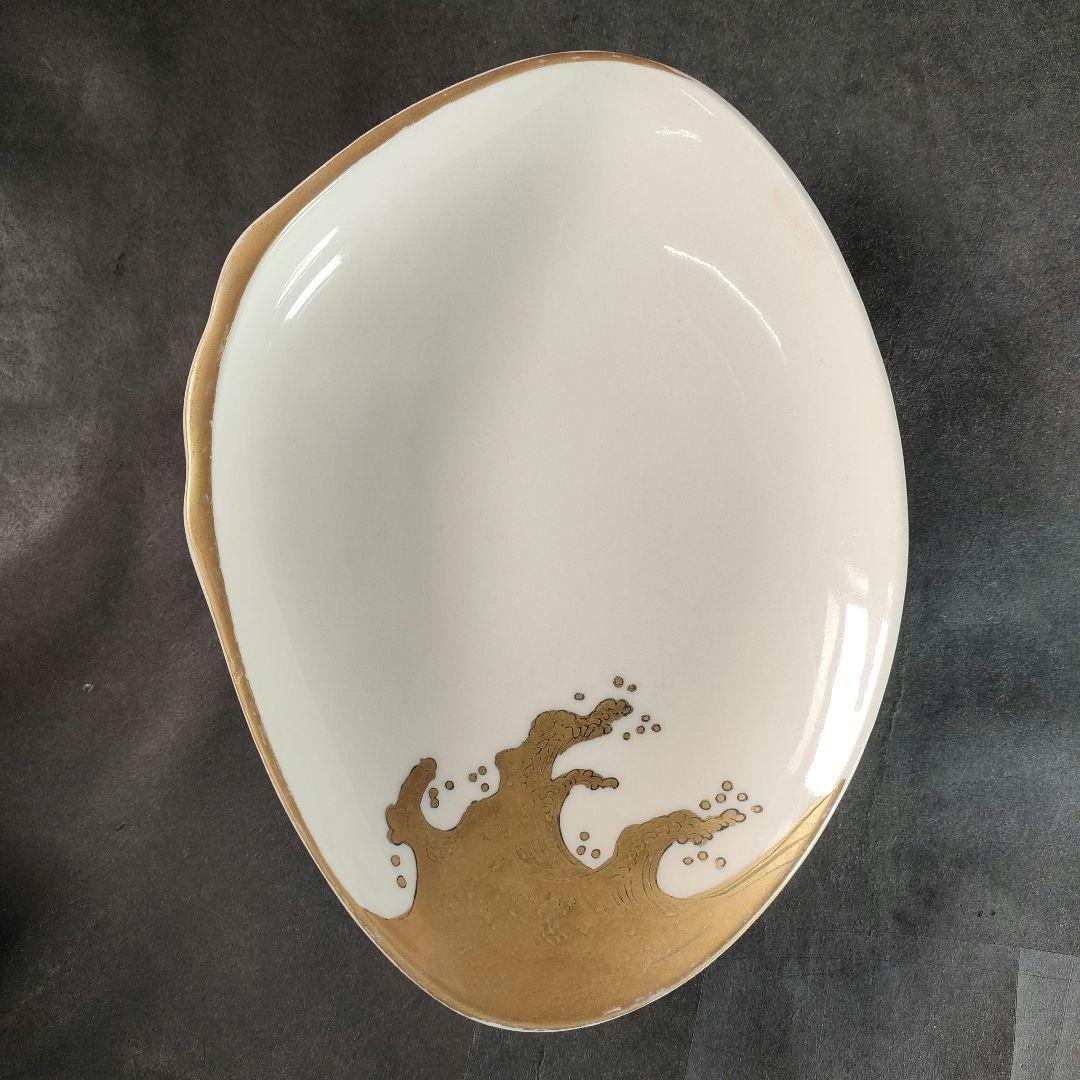 C10-2/金彩波文銘々皿 大皿10客・小皿10客/和食器/懐石料理/懐石道具