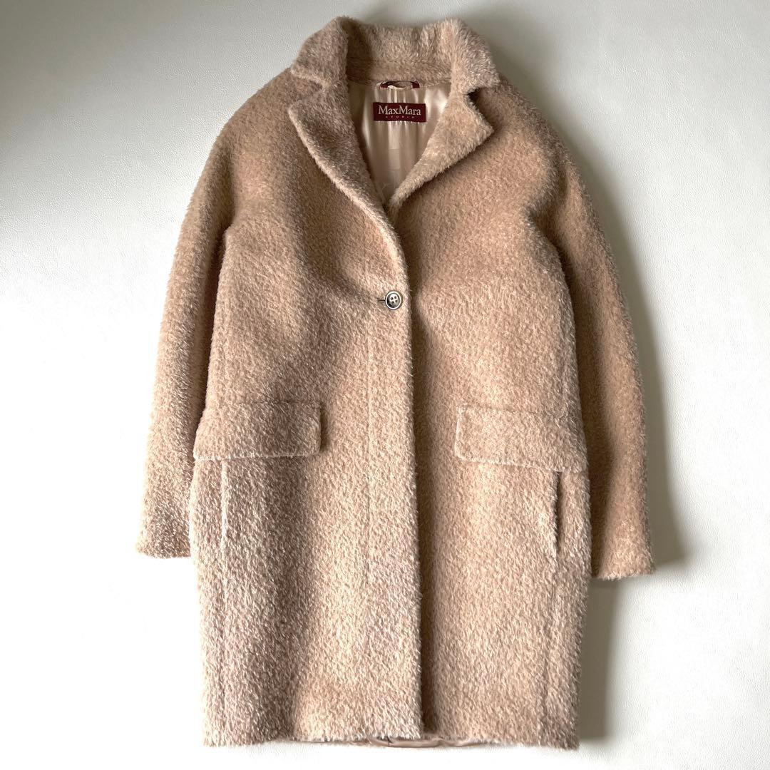 美品✨近年物　マックスマーラ　アルパカシャギー　テディベアコート　ベージュ　36