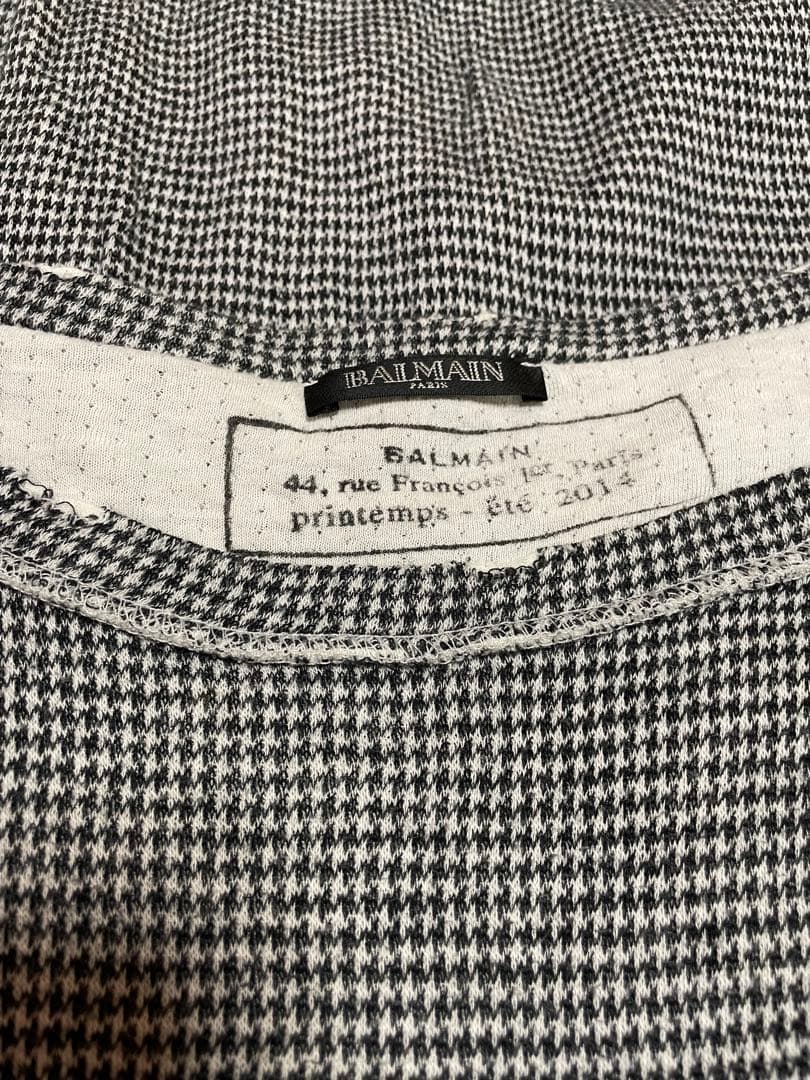 BALMAIN バルマン 長袖シャツ カットソー プルオーバー サイズM 千鳥柄