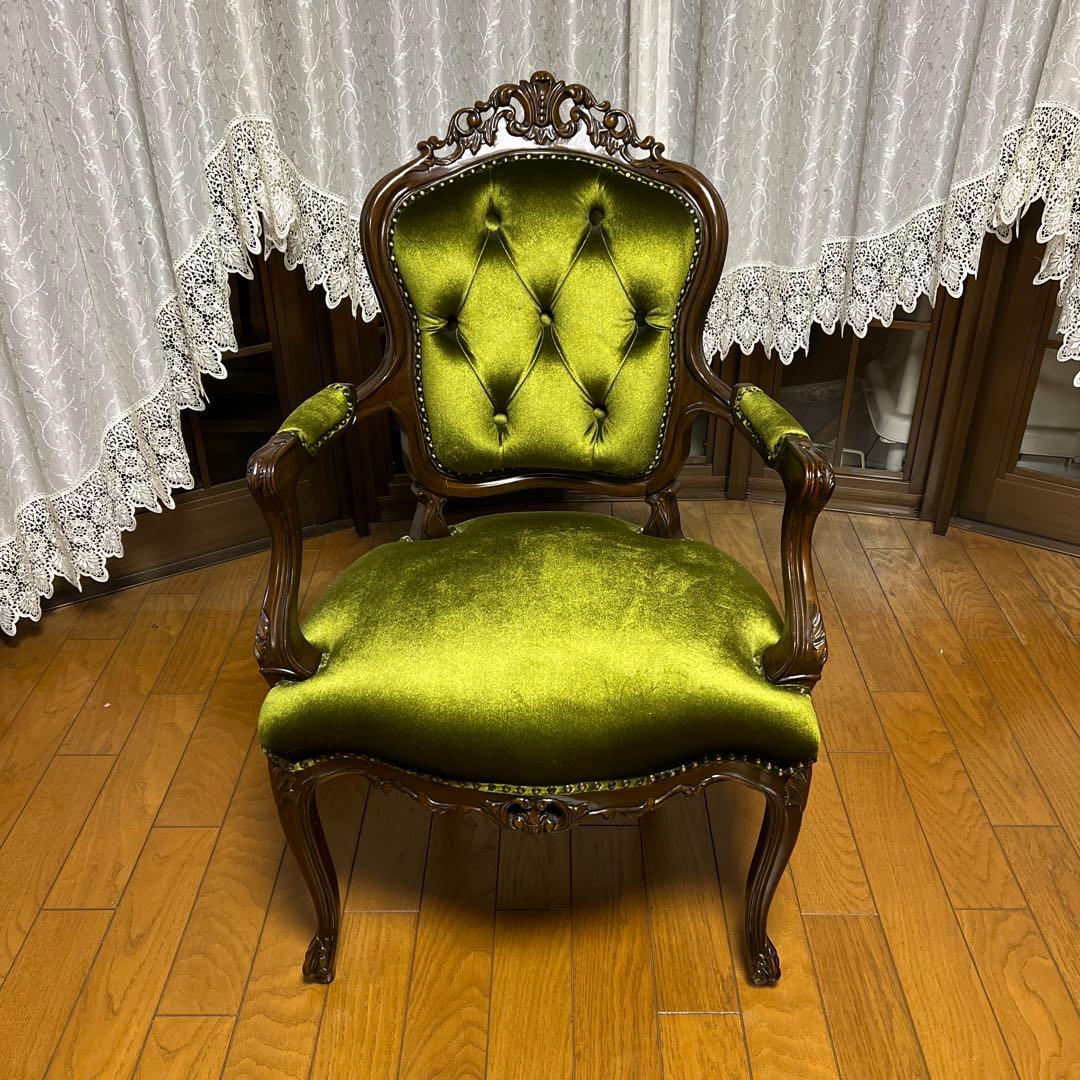 グリーンベルベットダイニングチェア③