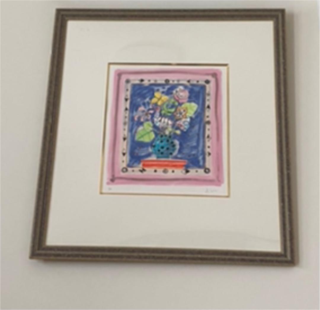 真作 額新品 アイズピリ 本人サイン有り オリジナル版画 花　正規品