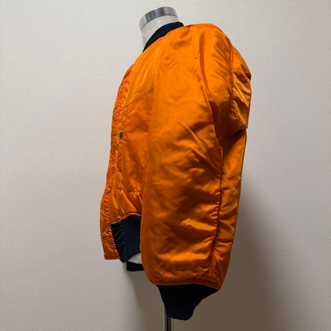90s アルファ MA-1 リバーシブル ネイビー×オレンジ 短丈 Y2K L