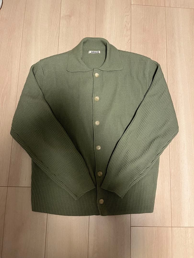 トップス AURALEESUPERFINEWOOLRIBKNITSHIRTCARDIGAN
