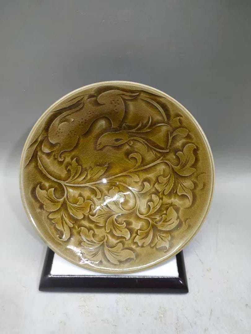 耀州窯刻花福鹿斗笠碗 唐物　古賞物　茶道具 煎茶碗　中国古美術　骨董品