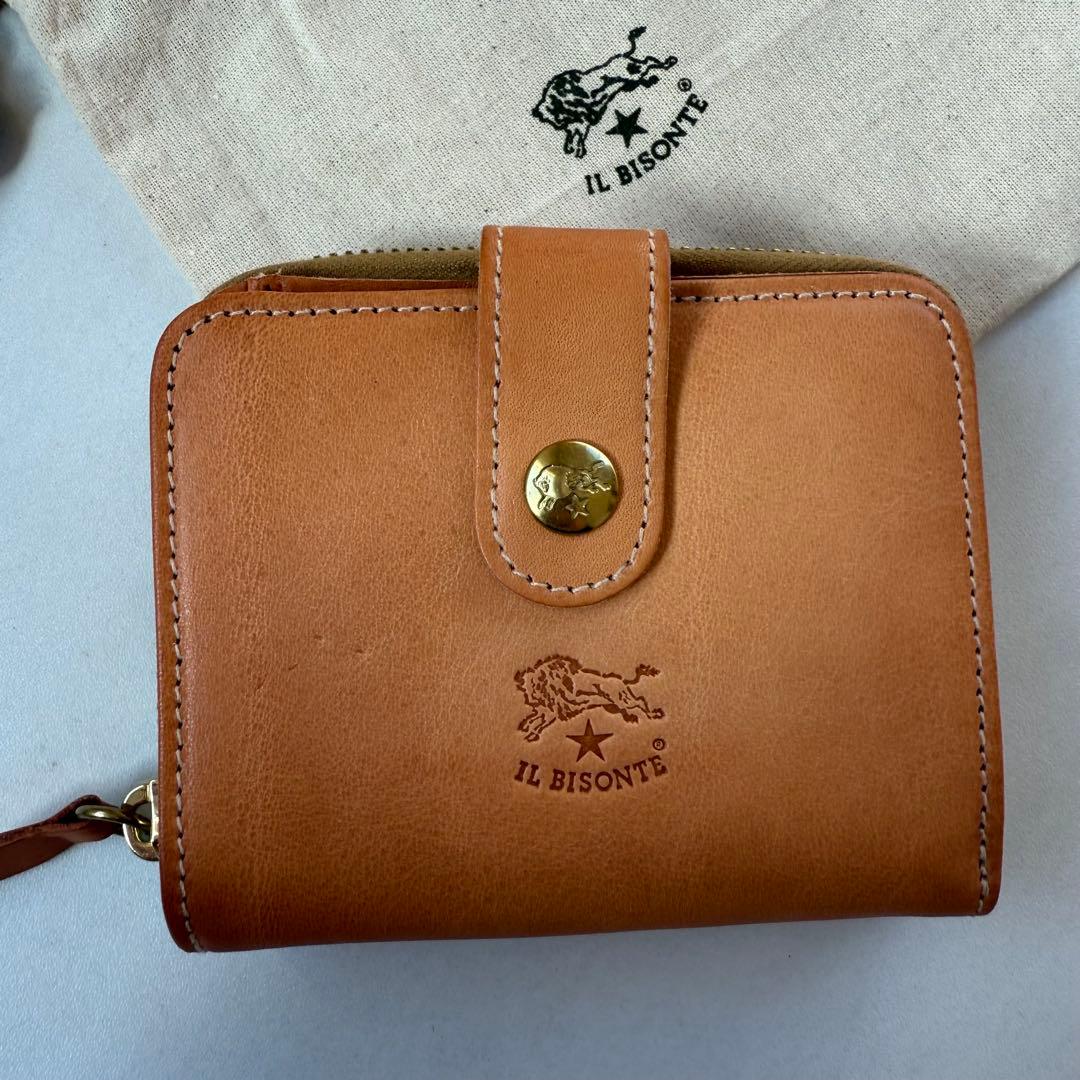 IL BISONTE 二つ折り財布 ブラウン 保存袋付き　イルビゾンテ